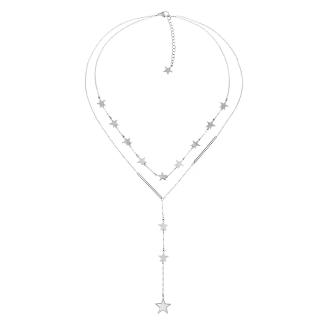 Korean Fashion Charms Double Layer Star / Four Leaf Clover / Love Heart Pendant Choker Necklace Jewelry for Women Girls ST-S-W-0001