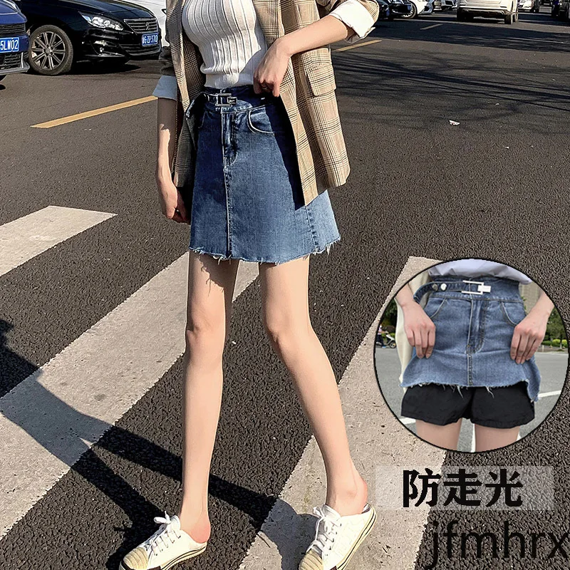 

2020 Summer New Denim Skirt Female Korean Version Was Thin A-line Short Skirt Hong Kong Style Retro Bag Hip Student Mini Skirt