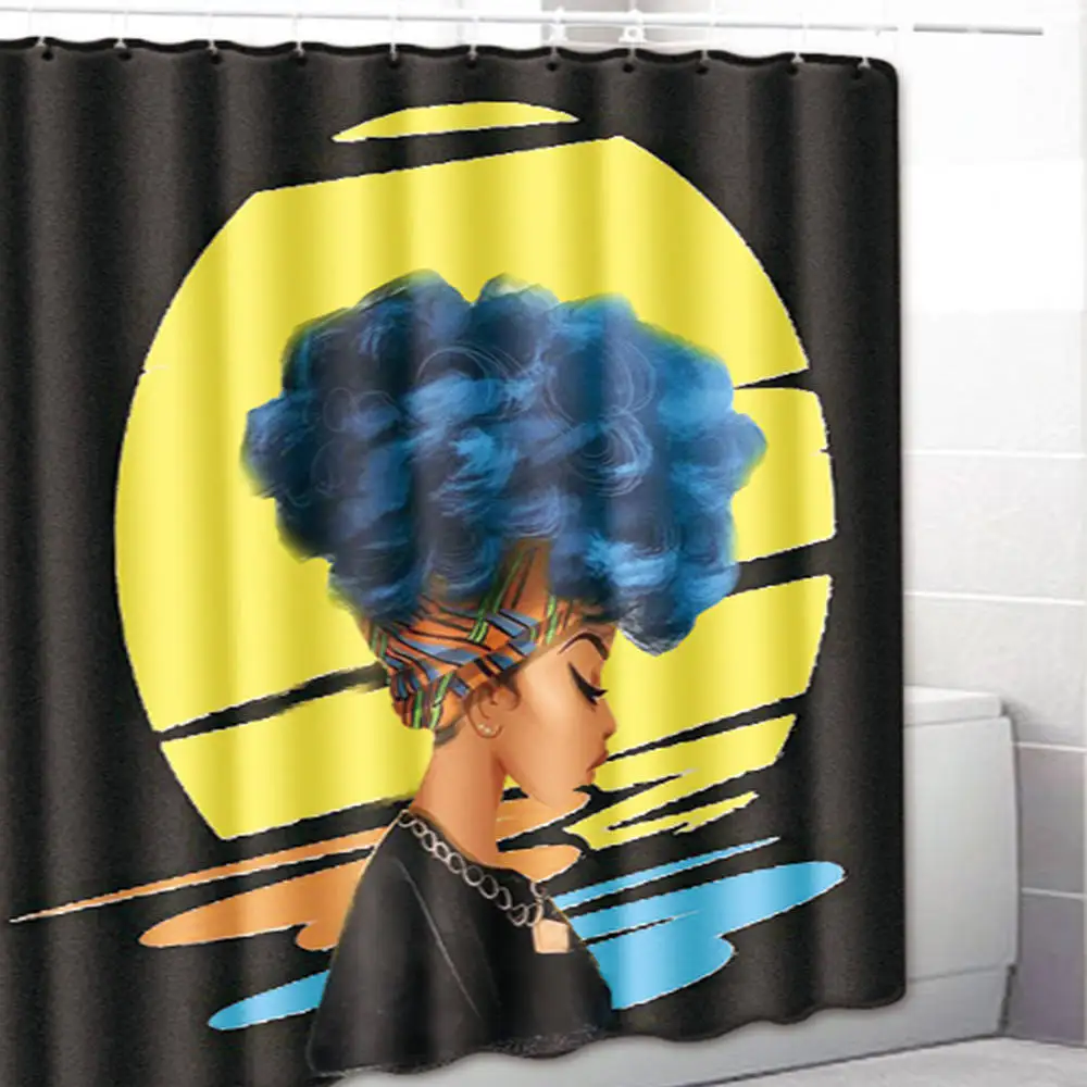 1pc shower curtain Современные сексуальные африканские дамские душевые шторы с крючками, домашняя декоративная шторка для ванны Водонепроницаемая 3D занавеска для ванной - Цвет: 1pc shower curtain