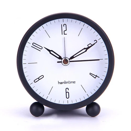 1PC 4.5 pollici semplice sveglia rotonda puntatore silenzioso materiale in metallo luce notturna per studenti bambini arredamento per la casa orologio da tavolo_voghion.com