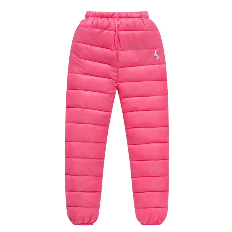 Boys Girls Kids Pants Down Wadded Trousers Stripe Pattern Warm Windproof Waterproof Winter Long Thickness 1-12T