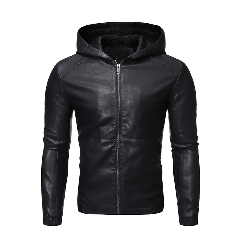 AliExpress, Европейское и американское Новое Стильное мужское кожаное пальто, приталенное кожаное пальто с капюшоном, Мужская мотоциклетная куртка Jk45