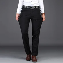 Плюс Zise 42 44 46 брюки для мужчин Классический стиль Бизнес повседневные свободные прямые стрейч черные брюки мужской бренд