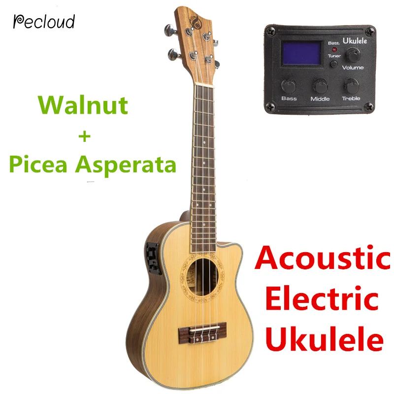 Ukulele Cutaway акустическая электрическая концертная Tenor 23 26 дюймов Мини Гавайская