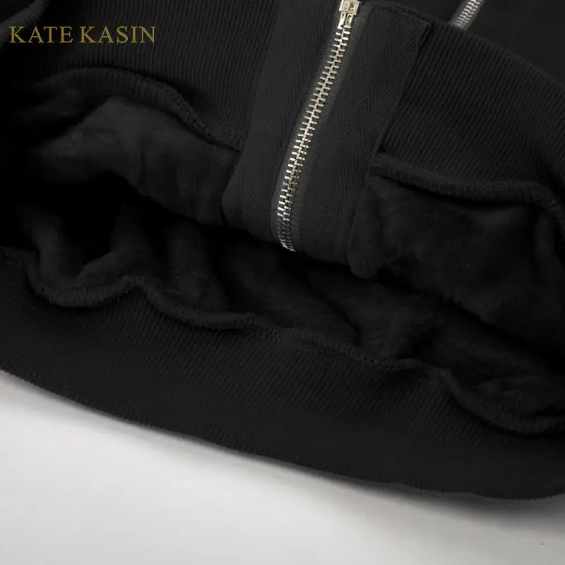 Kate Kasin/ осенне-зимняя флисовая куртка с капюшоном для женщин, длинный рукав, матовый, с капюшоном, женский жакет в стиле кэжуал, на молнии, с капюшоном, верхняя одежда