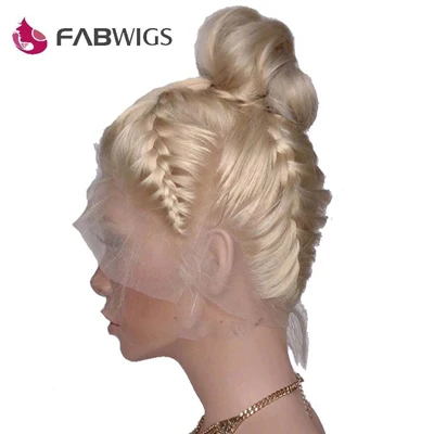 Fabwigs 150% плотность предварительно выщипанные#613 блонд полностью кружевные человеческие волосы парики с детскими волосами бразильские Remy человеческие волосы парики для женщин