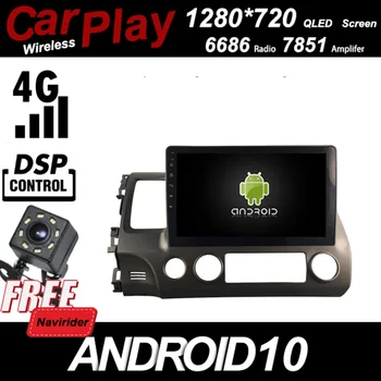 

Qled 1280*720 Screen Car Android 10 Player for Honda CIVIC 2011 stereo Automotive Carplay Bluetooth GPS Radio Head Unit