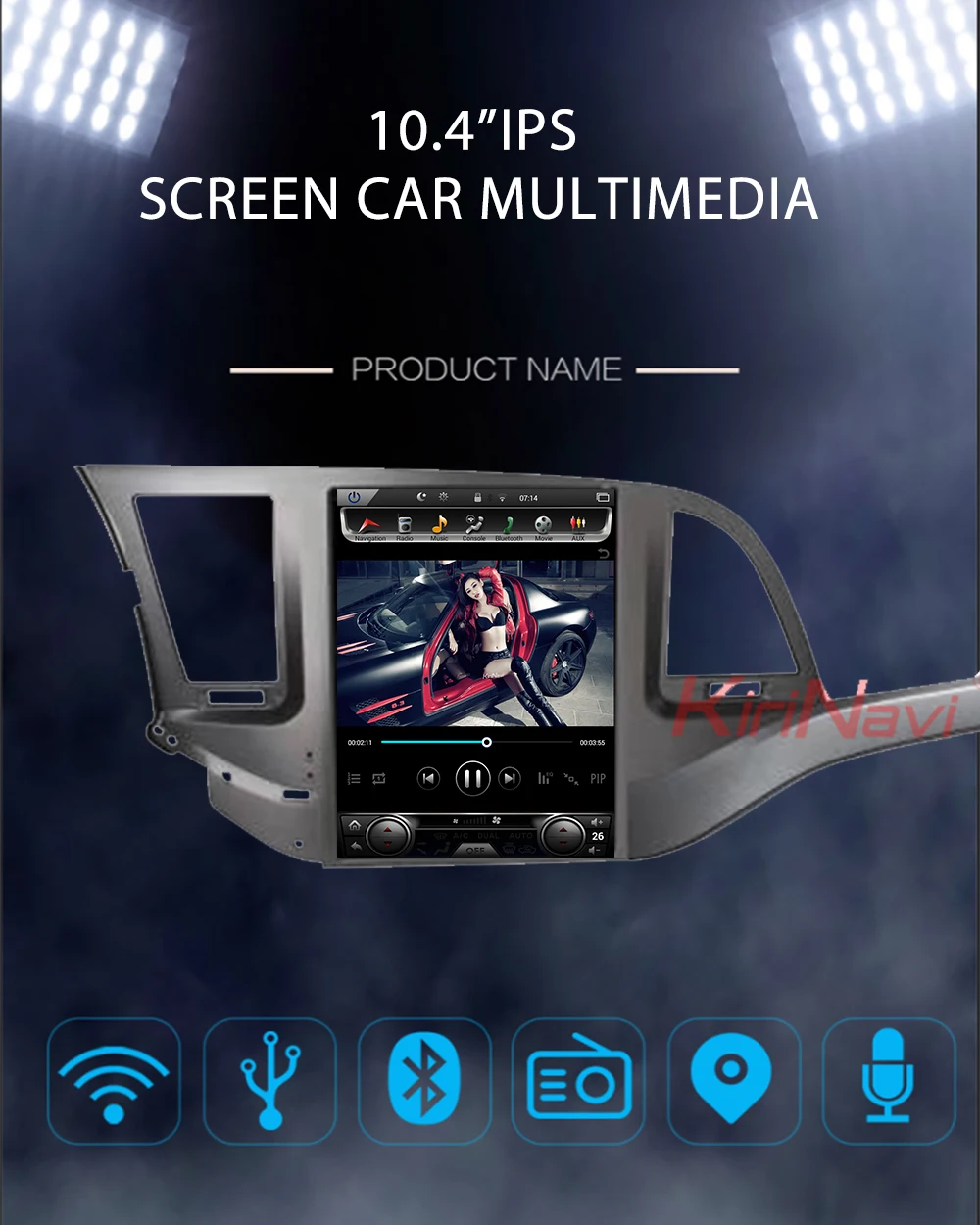 Discount KiriNavi Vertical Screen Tesla Style 10.4" Android 8.1 Car Radio For Hyundai Elantra Auto GPS Navigation Car Dvd Player 2016+ 4G 2