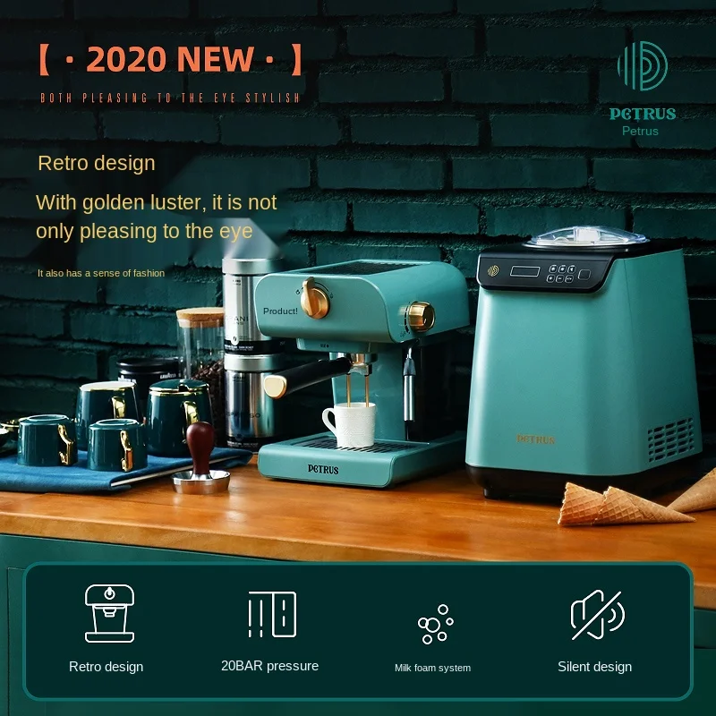 Small Retro Coffee Maker Italian Electric Espresso Coffee Machine Automatic  Steam Milk Frother 20bar Home Appliances - AliExpress