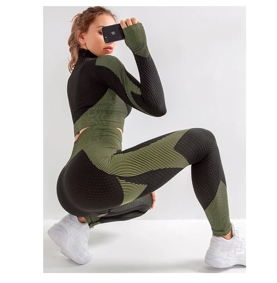Peeli спортивный укороченный топ, комплект для йоги, бесшовные леггинсы, одежда для тренировок, женский спортивный костюм с длинным рукавом, комплект для фитнеса, спортивное пальто, спортивная одежда