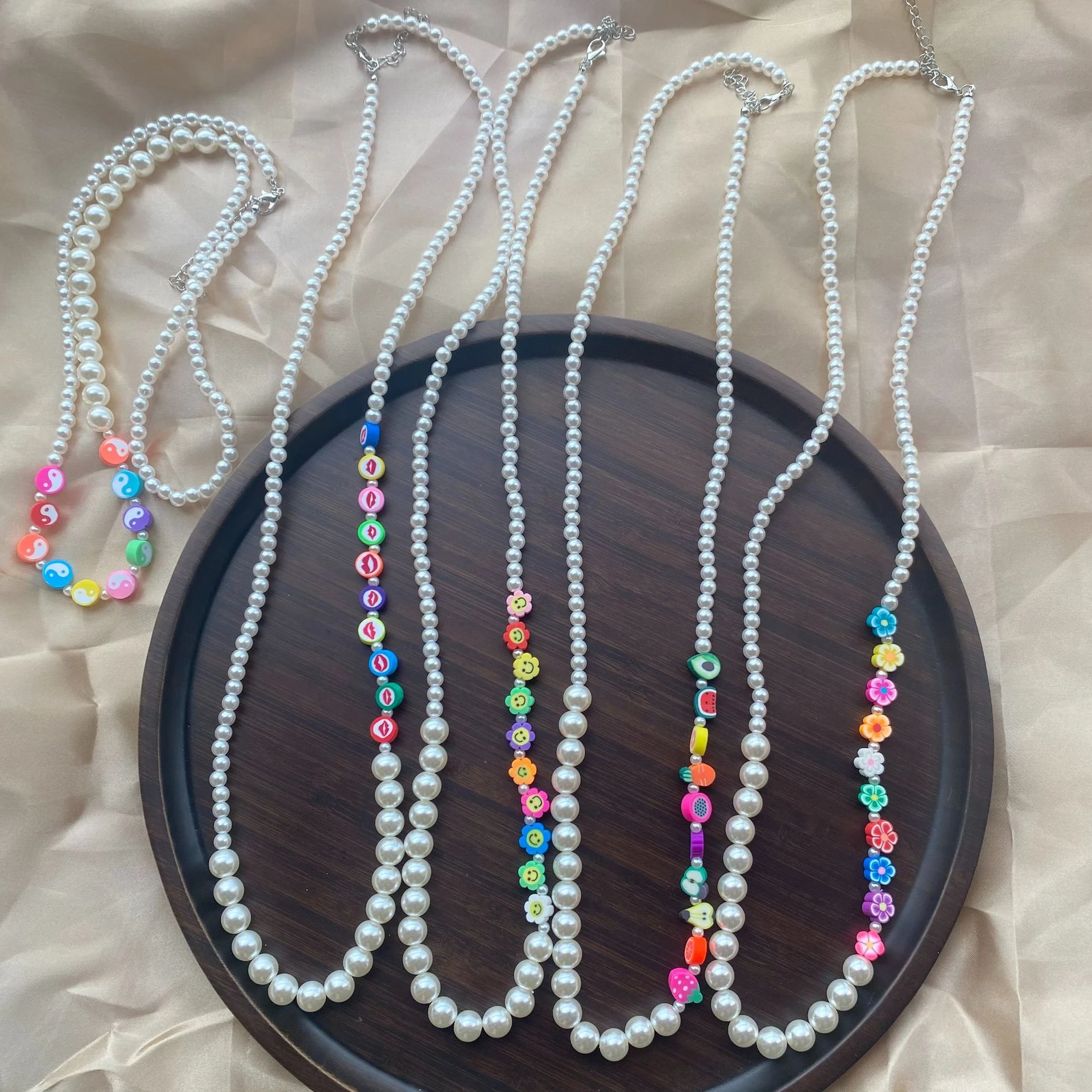 Cadena de suéter de perlas arcilla suave de colores para mujer, collares largos para mujer, Winte de y de girasol, hermosas cadenas para el joyería| | - AliExpress