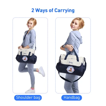 

Baby Diaper Bag Tote 5 pcs Water-proof Large Capacity Shoulder Bag Mom and Dad