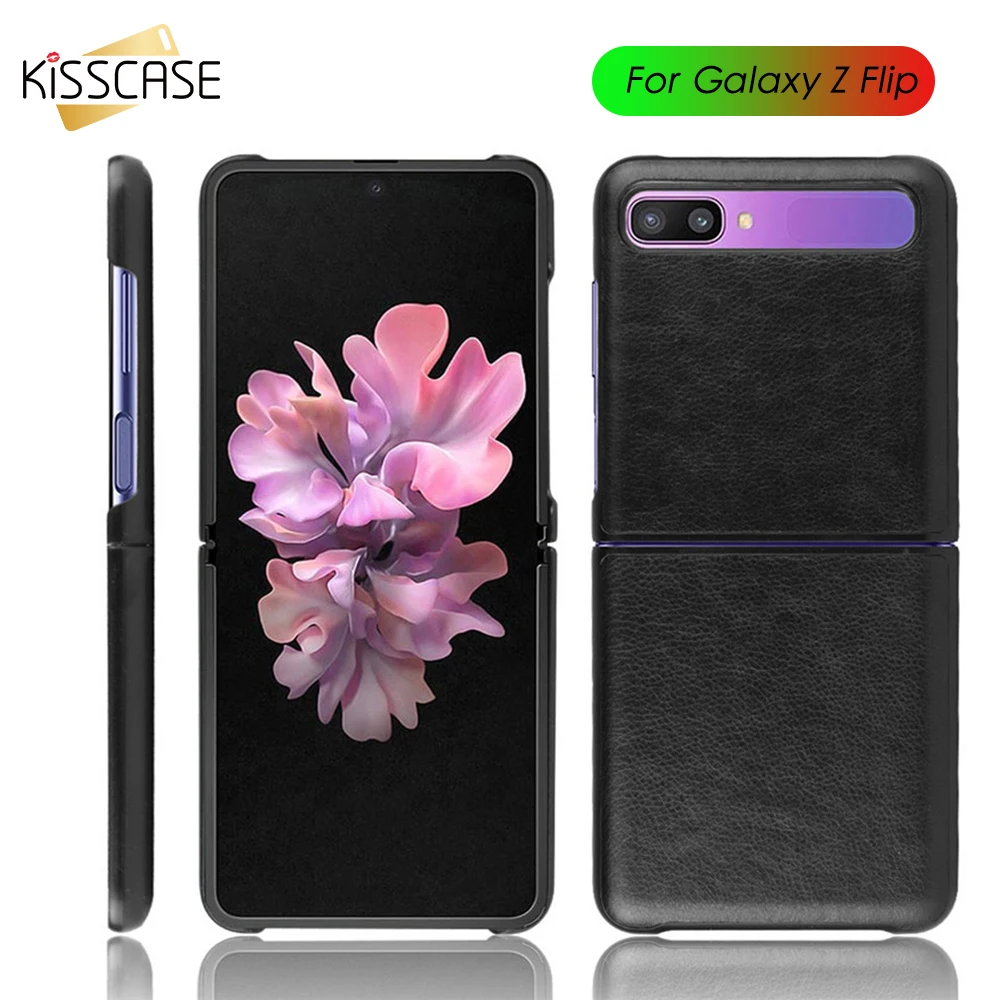 KISSCASE ретро PU кожаный чехол для Samsung Galaxy Z флип личи Телефон Флип Защитная задняя