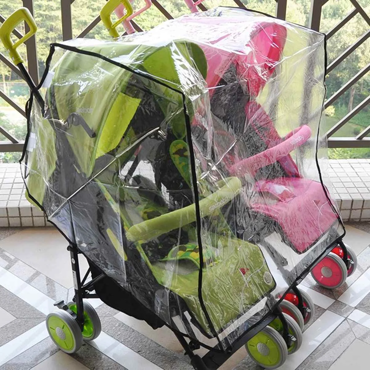 

Rain Cover Stroller Protection Twins baby Waterproof Trolley With Universal Double Sitting Side by Side Stroller Accessories