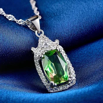 

Silver necklace Vintage Natural Green stone Pendant 925 Sterling Silver necklaces pendants chains Stone Pendants 925 Jewelry