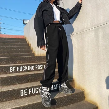 

OSLLENLLA Black Warm Joggers Women Basic Jogger Pants Drawstring Casual Trousers Loose Fit Ladies Streetwear Harem Pants Grey