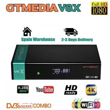 

New GTmedia V8X Satellite decoder Upgraded by GTmedia V8 Nova DVB-S2 Freesat V9 Super H.265 HD Built in Wifi No app
