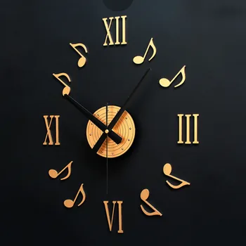 

DIY Wall Clock Modern Design Watch Gold Music