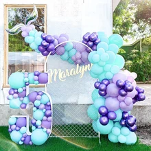 

YAYAZI 164pcs Balloon Set Blue Chrome Purple Color Balloon Mermaid Theme Garden Arch Kit for Birthday Party Baby Shower Decorate