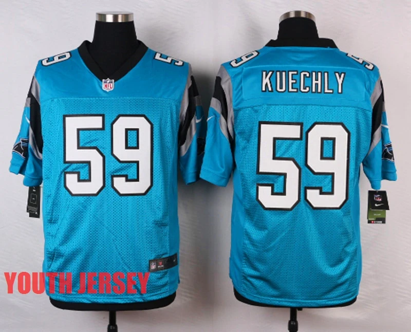 Синий Stitiched, Carolina, Cam Newton, Luke Kuechly, Greg Olsen, для молодежи, детский трикотаж - Цвет: Синий