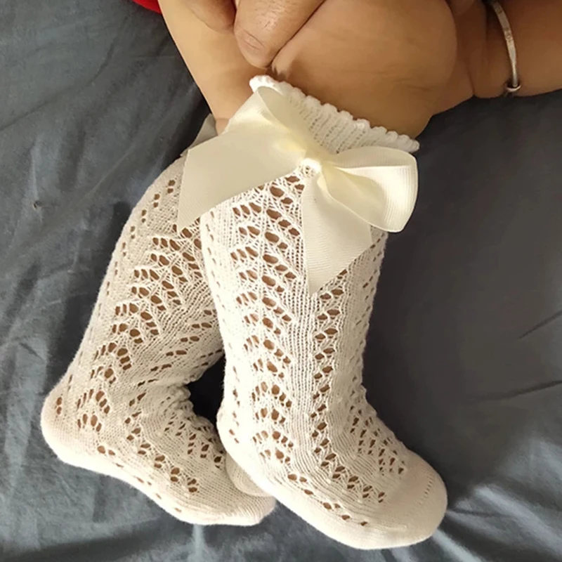 Children Girls Royal Style Bow Knee High Fishnet Socks 0-4Y kids socks kids pantyhose fishnet stockings toddler tights