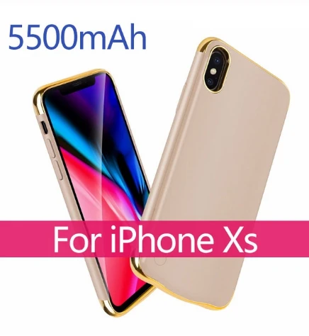 Чехол для зарядного устройства для iPhone X Xs Max Xr Корпус внешнего аккумулятора комплект для зарядки резервного копирования Чехол для iPhone X Xs - Цвет: For iphone XS Gold