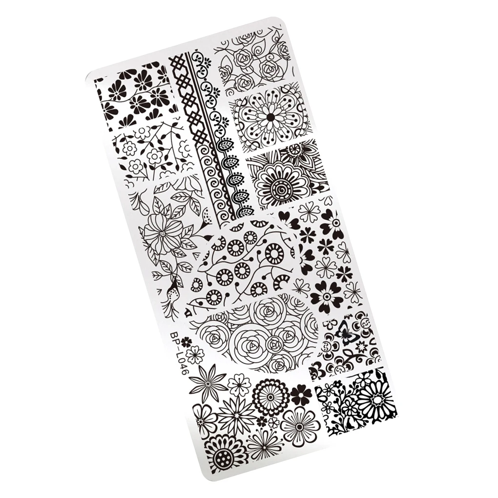 Примеры глубины гравировки по ногтей Stamp Plate 3D прямоугольник с геометрическим узором Дизайн ногтей гель лак пластины для стемпинга