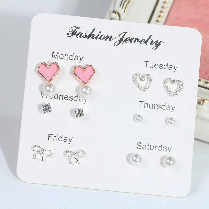 

2019 Minimalist Mixed Small Earrings Set Simple Geometric Stud Earrings Oorbellen Piercing Simulated Pearl Flower Earrings