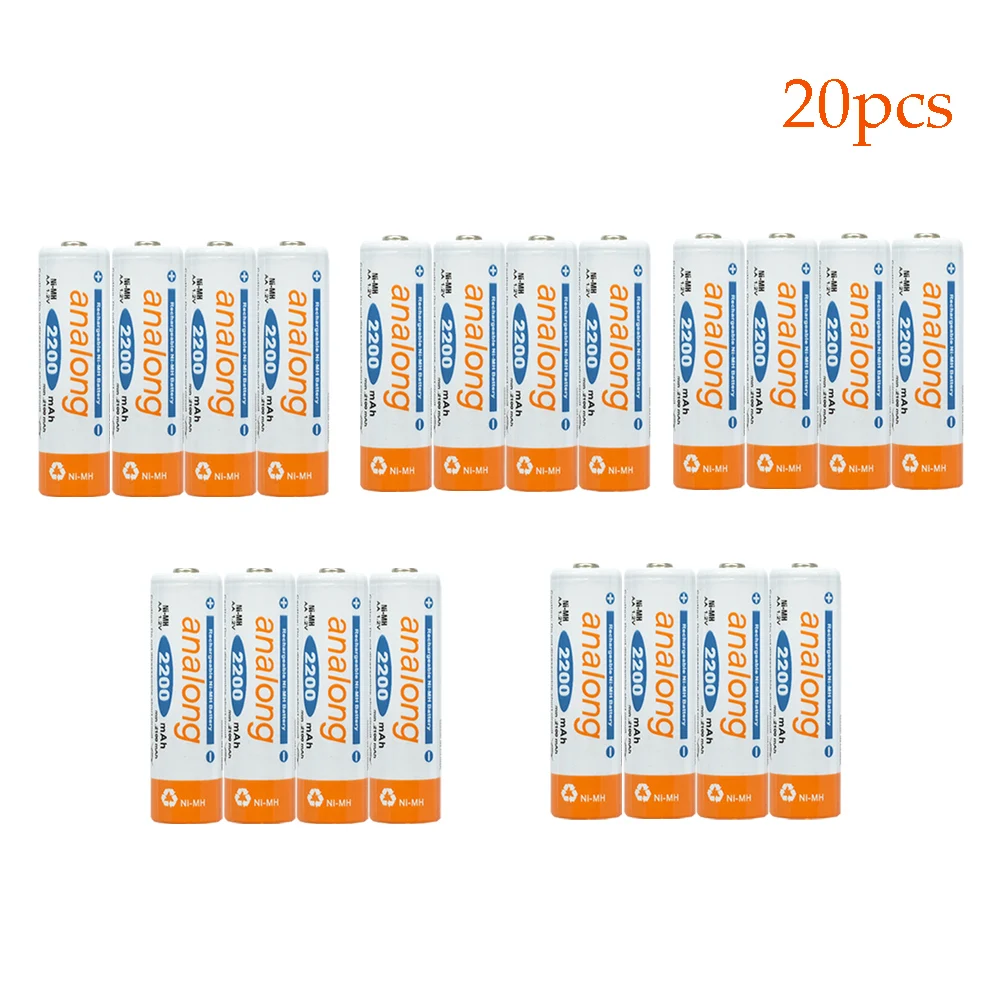 

20pcs aa rechargeable battery analong 1.2v nimh battery aa 2a batteries batteria for heablight camera toys