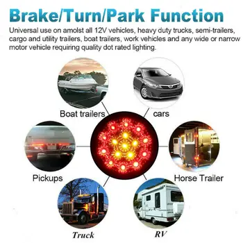 

Truck Turn Signal Universal Brake Lights Accessories Red/Amber 16-LED Stop