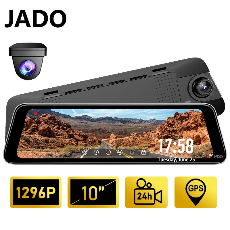 

JADO G830 10" Screen Full HD Streaming RearView Mirror 1296P Car DVR Camera Dashcam G-Sensor Car DVR Vehicle Video Cam Recorder