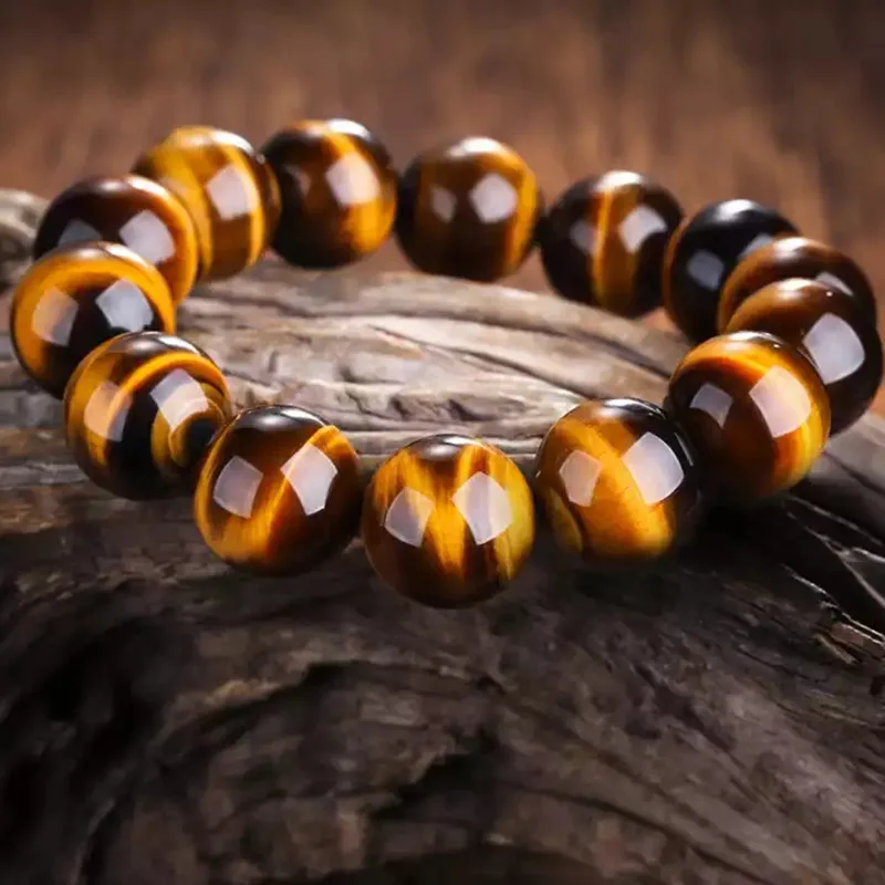 Fashion Tiger Eye Bracelets Men 5A 20mm Nature Beads Bracelets for Women Natural Stone Braslet For Man Handmade Jewelry Pulseras - Image 5