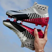 Booming Men's High Ankle Soccer Shoes Outdoor Cleats Football Boots Shoes Adult Soccer Cleats Size 35-44