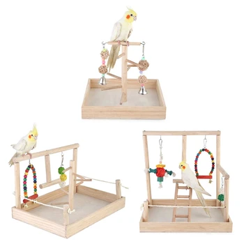 

Parrot Swing Climbing Ladder Desktop Stand Wooden Playground Training Perch Platform Hanging Cage Decoration Bird Chew