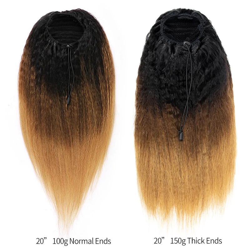 MRSHAIR афро курчавые прямые волосы с кулиской хвост натуральные человеческие 1B #27 #