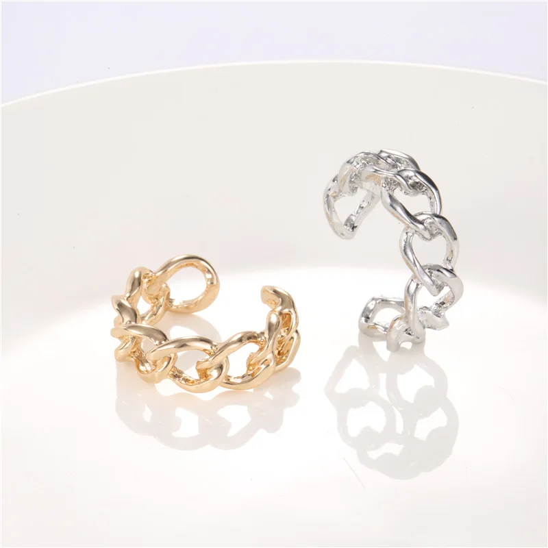 Gold Color Plating Chain Shape RING 7mm Wide for Unisex Vintage Gothic Chunky Midi Ring Antique Jewelry Accessory gold color rings gold color ring finger ring chain ring jewelry accessories