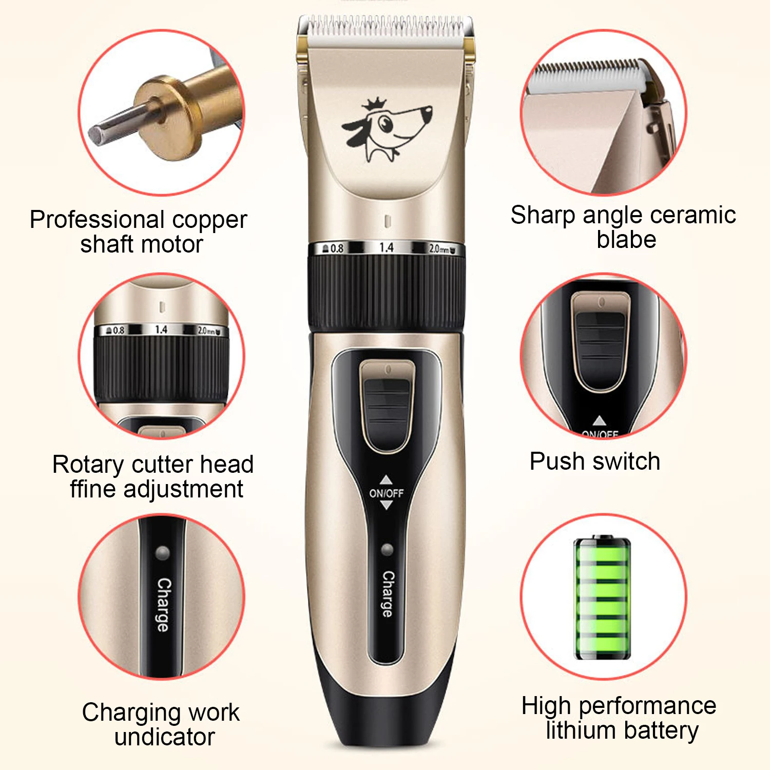 Behogar USB Перезаряжаемый Электрический триммер для домашних животных для собак и кошек Инструменты для удаления груминга с щеткой ножницы машинка для стрижки ногтей ограничивающие насадки