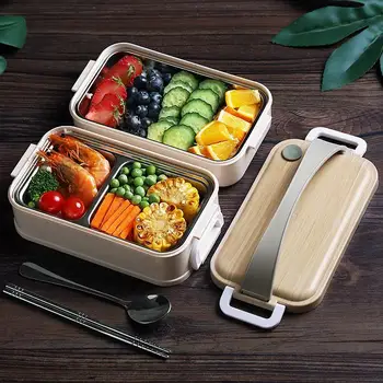 

Double Layer Lunch Box Office Student Canteen Portable Lovely Girl Simple Thermal Lunch Box Food Container
