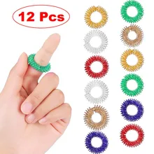 12pcs/lot Spiky Sensory Finger Acupressure Ring Fidget Toy For Kids Adults Silent Stress Relief Massager Toy for ADHD Autism