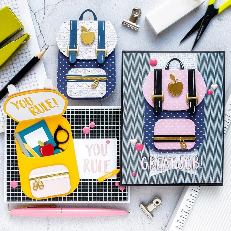 

1 Set Backpack DIY Metal Cutting Dies School Bag Shaped Stencil Scrapbooking Album Stamp Paper Card Art Crafts Decor