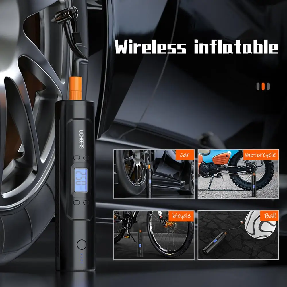 

Hot Sale Portable Air Compressor 12V 150 PSI 6000mAh 25 / Min Digital LED Light Tire Inflator Electric Auto Pump Car Accessories