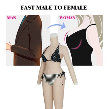 

Silicone Breast Forms Shemal Whole Body Suits with Arms C Cup Fake Boobs Suits Crossdresser Transgender Cosplay Latex Shapewear