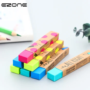 

EZONE 1PC Rubber Erasers Color Rectangle Eraser Durable Flexible Pencil Eraser Students Stationery School Office Supply