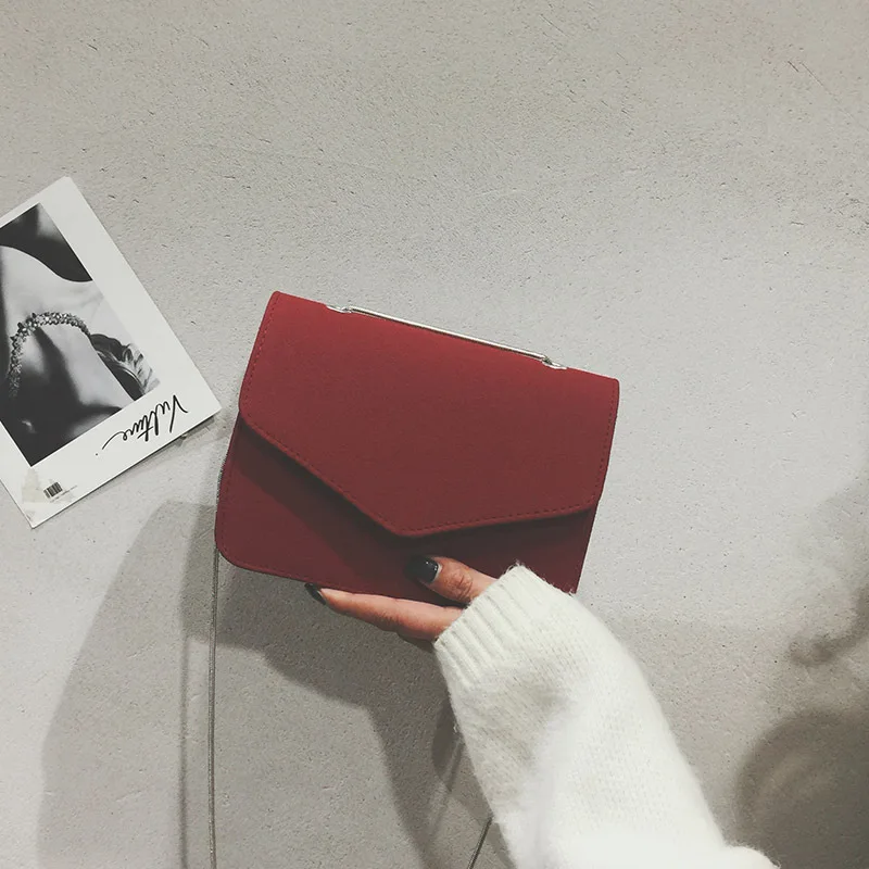 

Bag woman 2019 new Korean version of simple sand grinding single shoulder slanted small square bag chain women's bag
