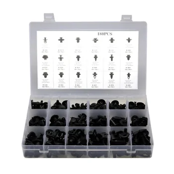 

Trim Fastener Clips Side skirts Black Set 180pcs With Removal Tool Car