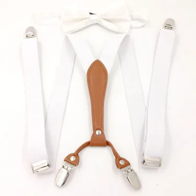 Adolescent 2.5cm candy color suspenders belt ladies 4 clip trousers strap high-grade British elastic strap clip bow tie - Цвет: B