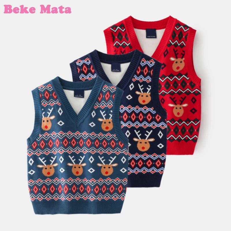 Chaleco de Navidad para niño, suéter de punto de doble capa para niño, Tops sin mangas para niño pequeño, ropa para niños de 3 a 9 años, 2022| Chalecos y chalecos| - AliExpress