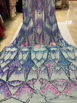 

New coming J-9855 embroidered sequins net lace fabric with good quality