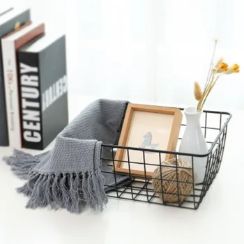 

Iron Storage Basket Multi-Function Home Bathroom Organizer Living Room Desktop Snacks Box Sundries Books Storage Basket