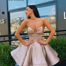 Небесно-Серебряное платье для выпускного вечера сатиновое ТРАПЕЦИЕВИДНОЕ ПЛАТЬЕ длиной до колен Короткие Выпускные платья вечерние платья для вечера встречи выпускников платье